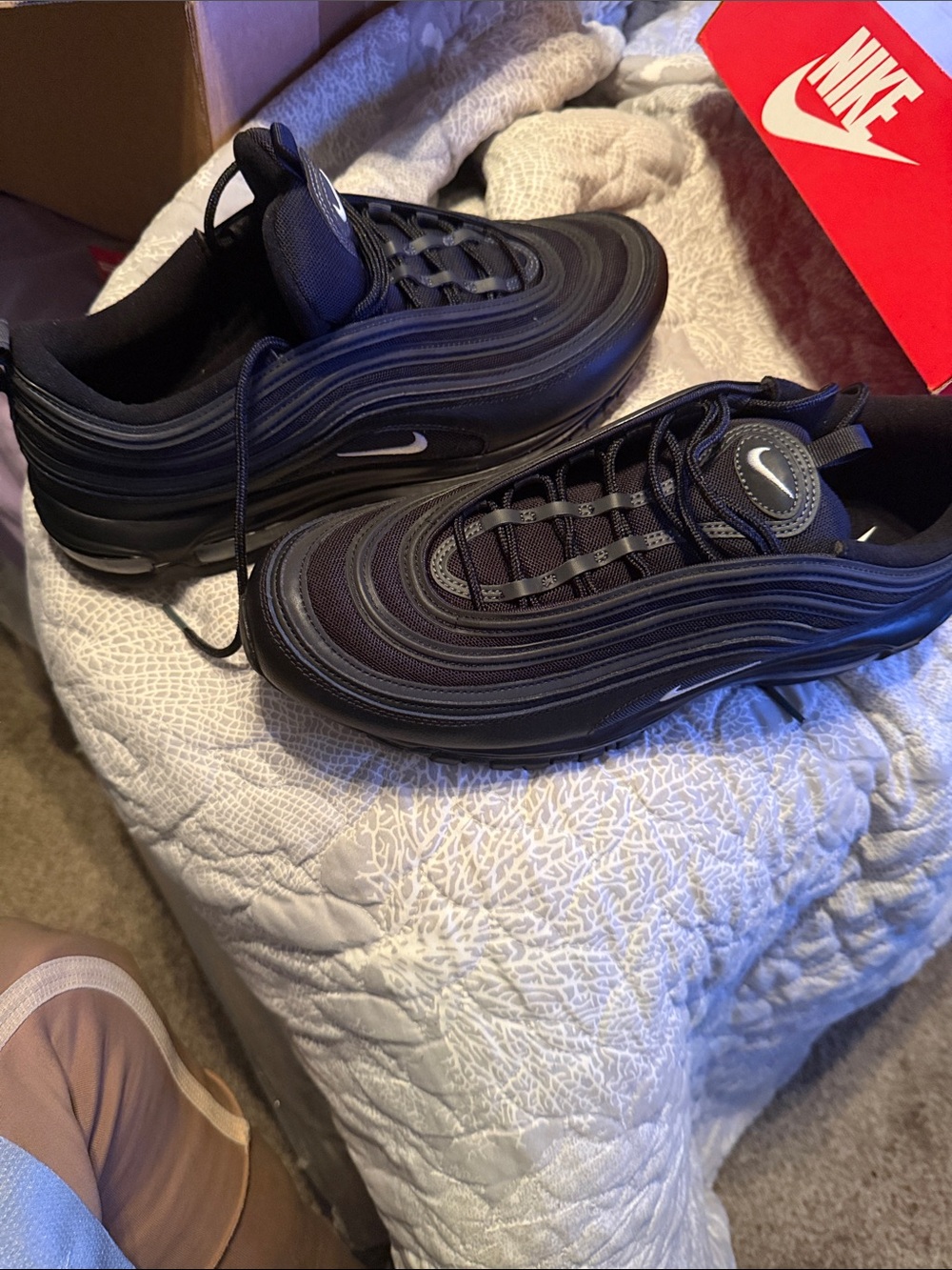 Nike Black Air Max 97 Sneakers with White Swoosh - Picture 4 of 6